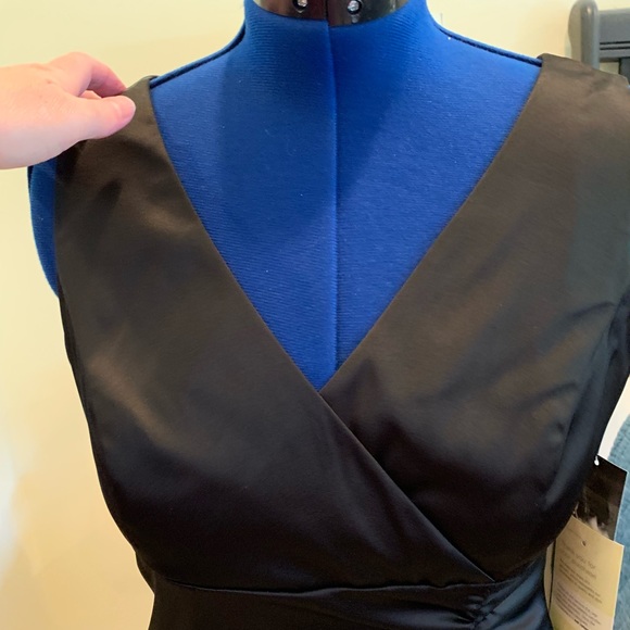 NWT Donna Ricco Black Ruched Cocktail Wrap Dress - Picture 4 of 6